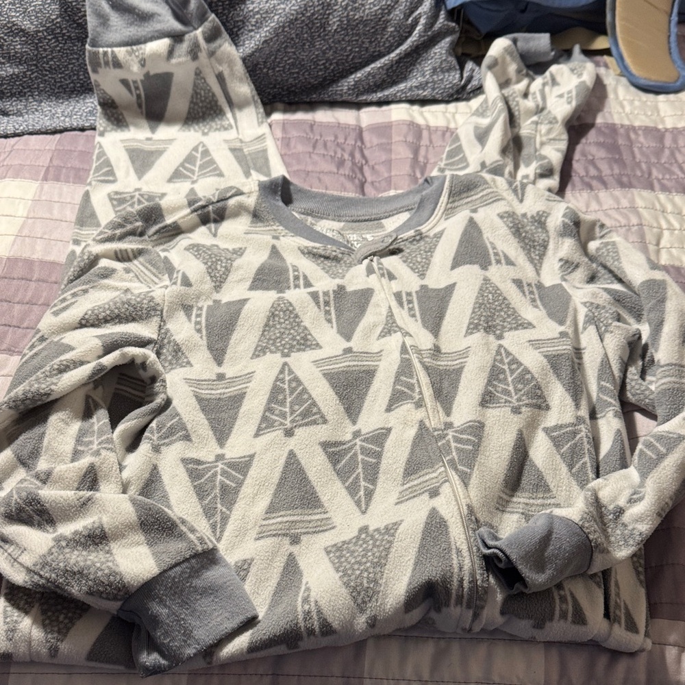 Gray and White Geometric Patterned Onesie
